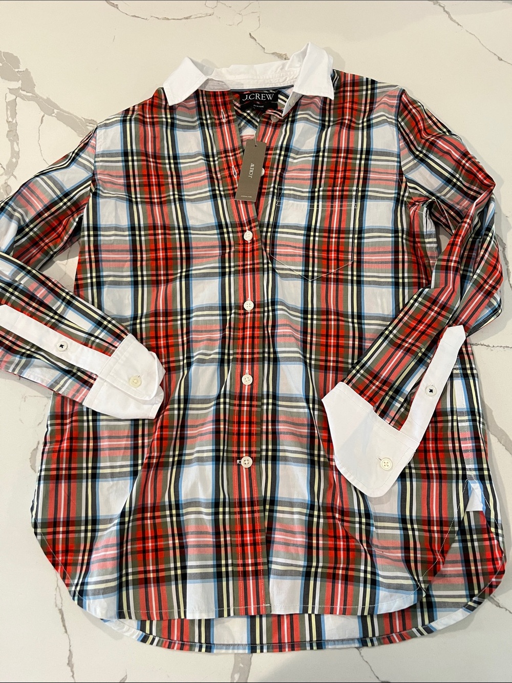 J.Crew Classic-Fit Cotton Poplin Shirt in Snowy Stewart Tartan